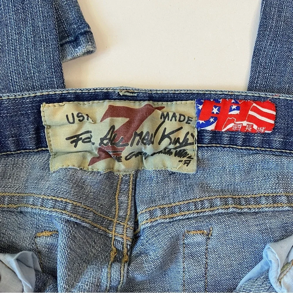 7 Seven For All Man Kind Women's Bootcut Distressed Embellished Blue Jeans Sz 28